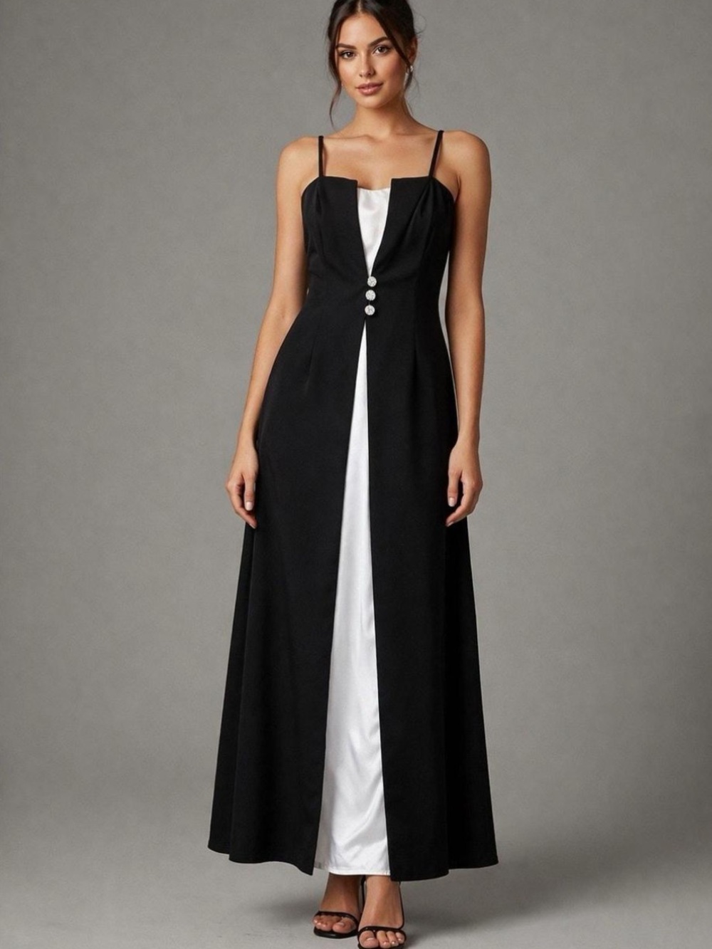 Cachet Evening Gown Tuxedo Spaghetti Strap Maxi Size 4